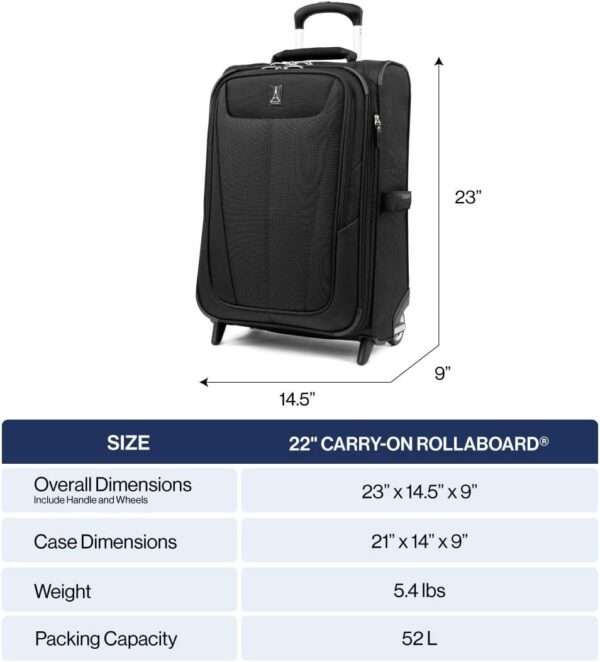 Travelpro Maxlite 5 Softside Expandable Upright 2 Wheel Carry on Luggage, Lightweight Suitcase, Men and Women, Black, Carry On 22-Inch - Image 6