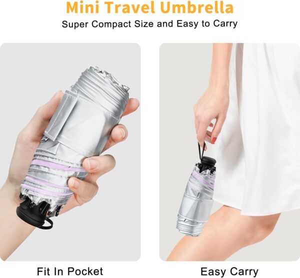 Mini Travel Umbrella - UPF 50+ Sun Protection Compact Manual Open Small Sun Umbrella - Image 3