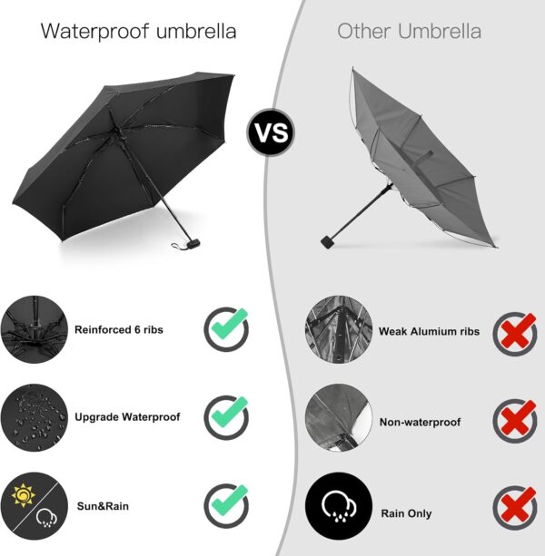 LEAGERA Mini Umbrella For Purse, Small Travel Umbrella Compact Waterproof Umbrella for Light Rain, Suitable for Women Purse and Pocket - Image 6