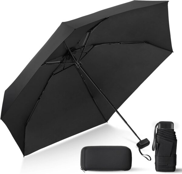 LEAGERA Compact Travel Umbrella with Case - Mini Umbrella for Purse, Small Lightweight &Tiny Design Perfect for Parasol Outdoor Sun&Rain Umbrellas
