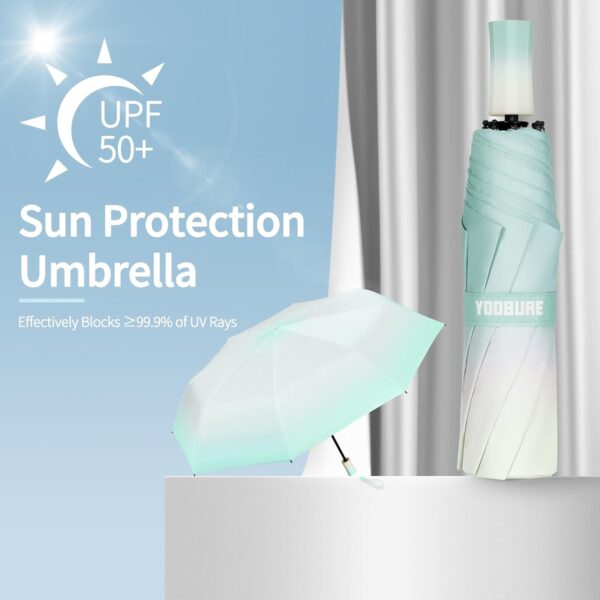 Yoobure Travel Umbrella, Windproof Compact Umbrellas for Rain, Colorful Sun UV Protection, Portable Small for Backpack, Folding UV Blocker for Walking, Lightweight, Strong - Image 2