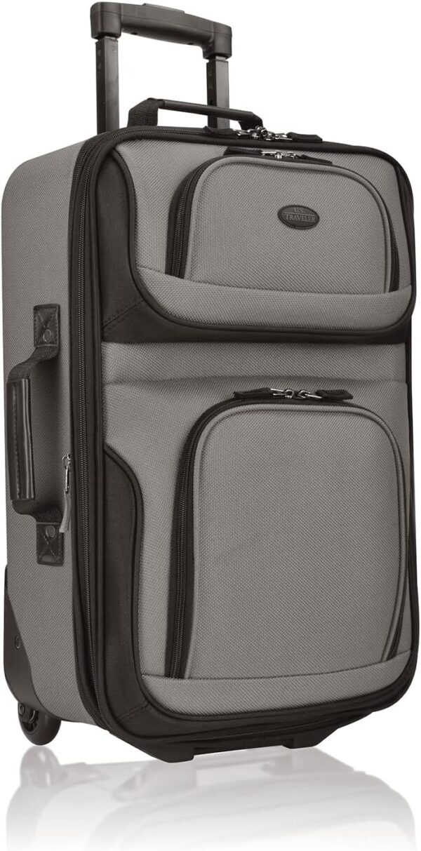 U.S. Traveler Rio Rugged Fabric Expandable Carry-on Luggage, Grey, Set - Image 3