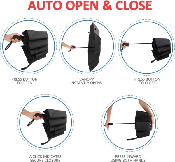 Liberty Imports 3 Pack Windproof Travel Rain Umbrellas - Compact, Light, Automatic, Strong and Portable - for Men and Women - Image 2