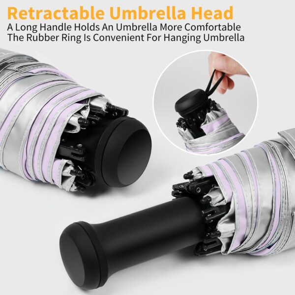 Mini Travel Umbrella - UPF 50+ Sun Protection Compact Manual Open Small Sun Umbrella - Image 2
