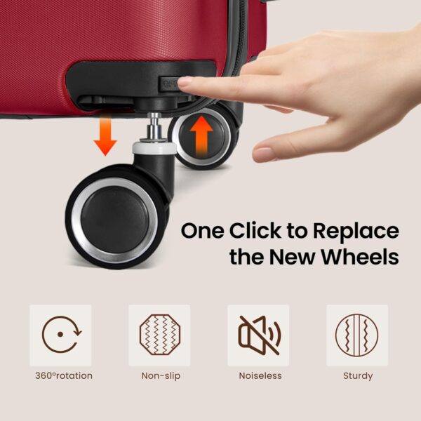 Luggage Sets 2 Piece with Spinner Wheel, Hardside Suitcase Set with TSA Lock, Expandable Travel Luggage for Women, Red - Image 3