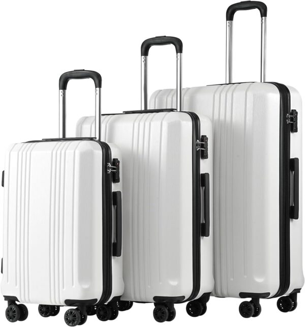 Coolife Luggage Expandable Suitcase PC+ABS 3 Piece Set with TSA Lock Spinner 20in24in28in
