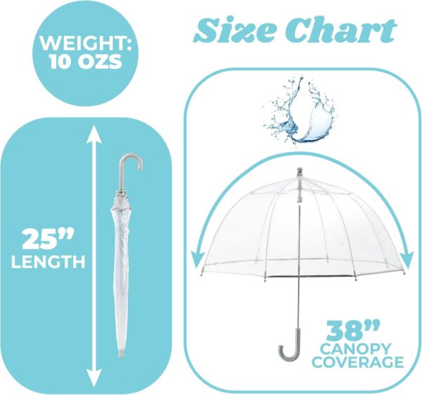 totes Kids Clear Bubble Umbrella with Dome Canopy, Lightweight Design, Wind and Rain Protection Umbrella, Clear, Kids - 38" Canopy - Image 5