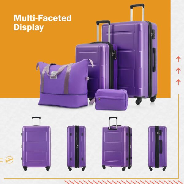 Merax Luggage Sets 2 Piece Suitcase Set, Hardshell 20 IN & 24 IN Suitcase Set with Duffel Bag, Travel Suitcases with Spinner Wheels and TSA Lock(Purple) - Image 2