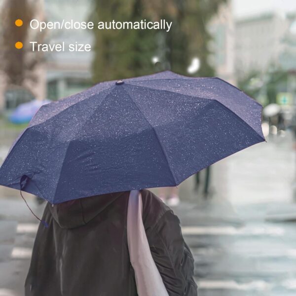 SIEPASA Windproof Travel Umbrella - Automatic Compact Folding Umbrella for Rain, Small Portable Windproof Umbrellas for Men Women and Teenagers (Navy Blue) - Image 3