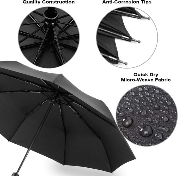 Liberty Imports 3 Pack Windproof Travel Rain Umbrellas - Compact, Light, Automatic, Strong and Portable - for Men and Women - Image 4