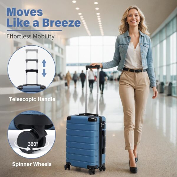 Coolife Luggage Set Suitcase 3 Piece Set Carry On Travel Luggage TSA Lock Spinner Wheels Aluminum Corner Protectors Hard Shell Lightweight Suitcase Set - Image 5