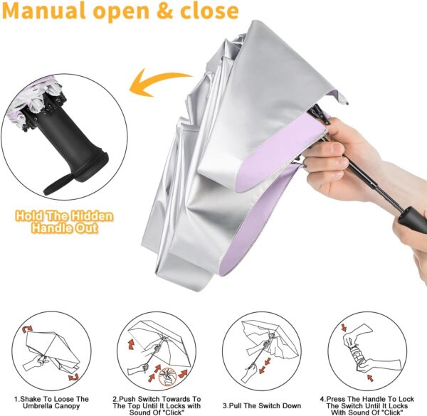 Mini Travel Umbrella - UPF 50+ Sun Protection Compact Manual Open Small Sun Umbrella - Image 8