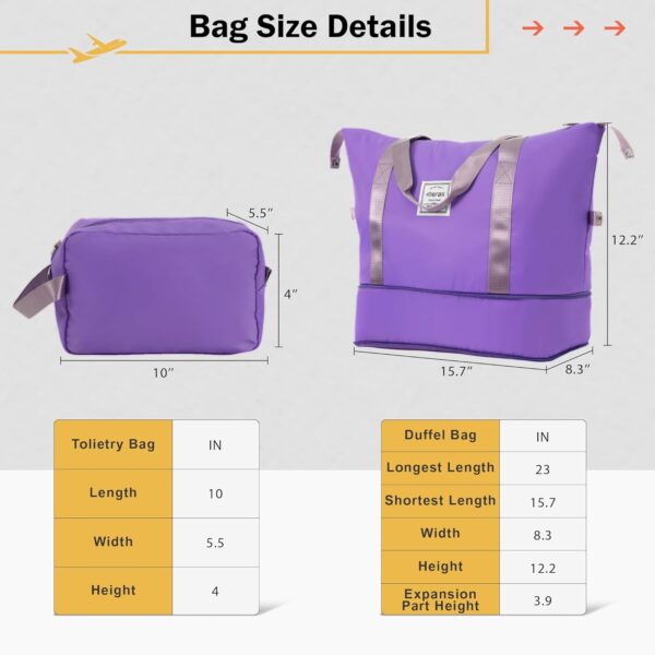 Merax Luggage Sets 2 Piece Suitcase Set, Hardshell 20 IN & 24 IN Suitcase Set with Duffel Bag, Travel Suitcases with Spinner Wheels and TSA Lock(Purple) - Image 8