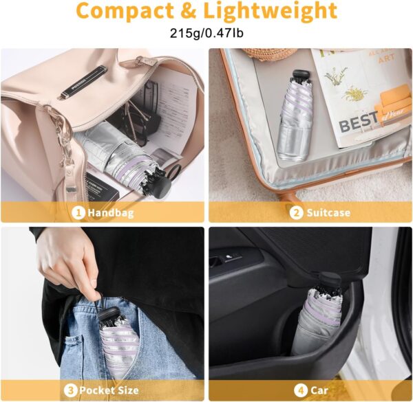 Mini Travel Umbrella - UPF 50+ Sun Protection Compact Manual Open Small Sun Umbrella - Image 5