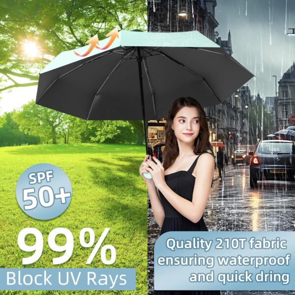 Travel Mini Folding Compact Umbrella with Case, 8 Ribs Lightweight Portable, Small Sun & Rain Pocket Umbrella for Girls and Women - Image 3