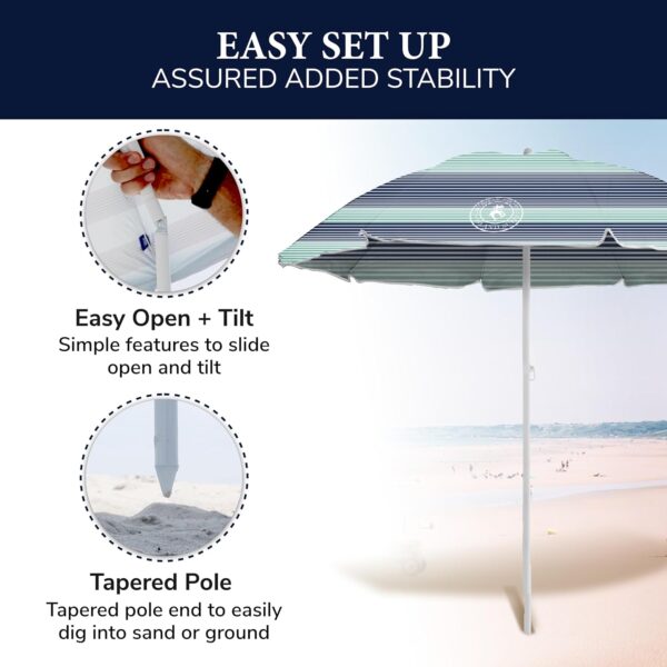 CARIBBEAN JOE Beach Umbrella, Portable Outdoor Sun Umbrella With UV Protection, Shoulder Carry Bag, Full 6 ft Arc - Image 6