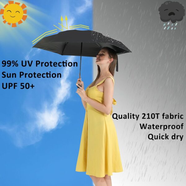 BAODINI Travel Mini Umbrella for Purse With Case Small Compact UV Sun Protection Sun Lightweight Tiny Pocket Umbrella for Women Kids and Men - Image 2
