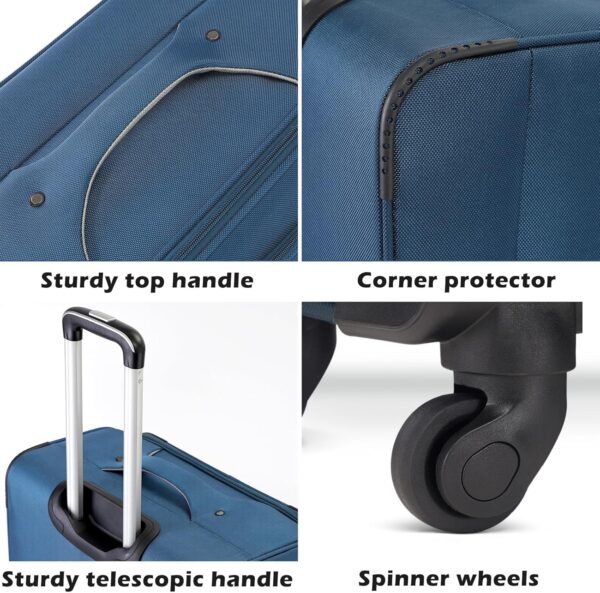Coolife Luggage 4 Piece Set Suitcase TSA Lock Spinner Softshell lightweight (dark green) - Image 4