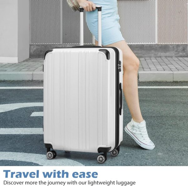 Coolife Luggage Expandable 5 Piece Sets PC+ABS Spinner Suitcase 20 inch 24 inch 28 inch (wine wind new) - Image 6