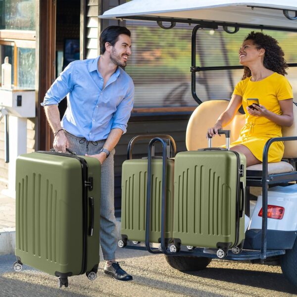 Karl home Luggage Set of 3 Hardside Suitcase Sets with TSA Lock 4 Spinner Wheels, ABS Lightweight Trolley Travel Case for Carry On Check-in Business Trip, Green (20/24/28) - Image 9