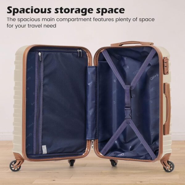 Coolife Suitcase Set 3 Piece Luggage Set Carry On Hardside Luggage with TSA Lock Spinner Wheels (White, 5 piece set) - Image 8