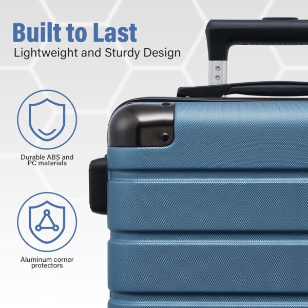 Coolife Luggage Set Suitcase 3 Piece Set Carry On Travel Luggage TSA Lock Spinner Wheels Aluminum Corner Protectors Hard Shell Lightweight Suitcase Set - Image 4