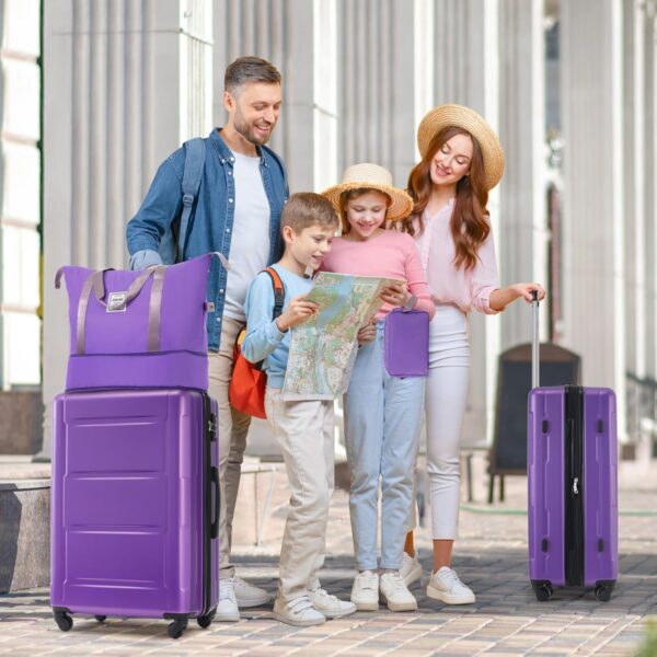 Merax Luggage Sets 2 Piece Suitcase Set, Hardshell 20 IN & 24 IN Suitcase Set with Duffel Bag, Travel Suitcases with Spinner Wheels and TSA Lock(Purple) - Image 9