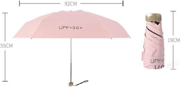 Mini Travel Sun Umbrella With Case, Small Compact UV Protection Umbrella for Sun and Rain, Lightweight Windproof Umbrella for Women Men Kids (Dark Green) - Image 6
