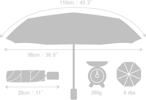 UPF 50+ UV Sun Protection Light Weight Mini Travel Portable Umbrella - Image 6