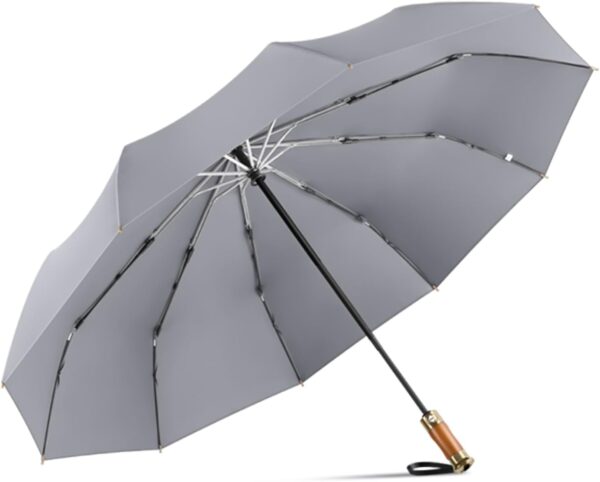 Rain Cats Large 46/50 Inch Umbrellas for rain Strong10 Ribs Fiberglass Umbrella Windproof Wabig Compact Automatic portable Folding Travel Thick Fabric Wood handle - Image 3