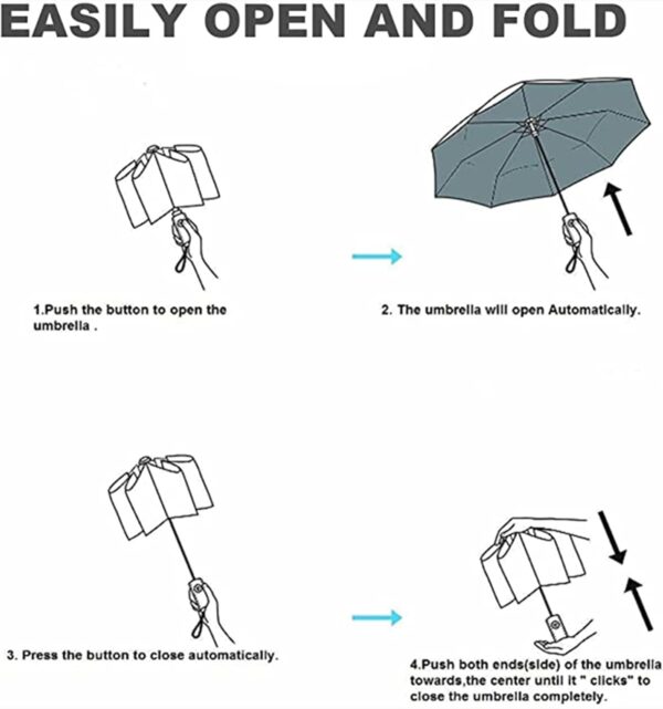 Travel Folding Umbrella Automatic Open/Close Handle Coating Layer Fabric Blocking/Portable Golf/Car Compact Umbrella/Lightweight Small Backpack/Rain Sun Anti UPF 50 UV Protection 99.9% /Men Women Kids - Image 3