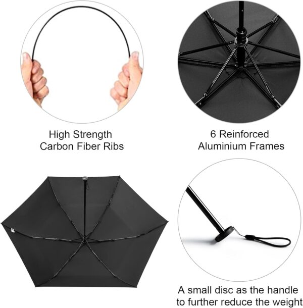 G4Free Travel Umbrella Compact Ultralight UPF 50+ UV Carbon Fiber Super Slim Small Mini Protection Umbrella - Image 4