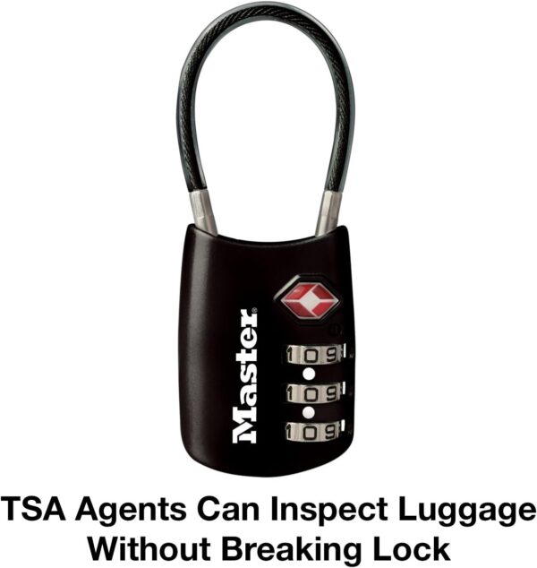 Master Lock Black Set Your Own Combination TSA Approved Luggage Lock, Travel Lock for Backpacks, Suitcases, or Zippers, 4688D - Image 3