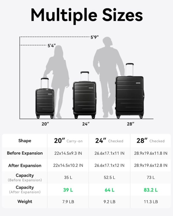 LUGGEX 28 Inch Luggage with Spinner Wheels, Expandable PC Hard Shell Checked Suitcase with Front Opening, Lightweight (Pink, 28 Inch) - Image 9