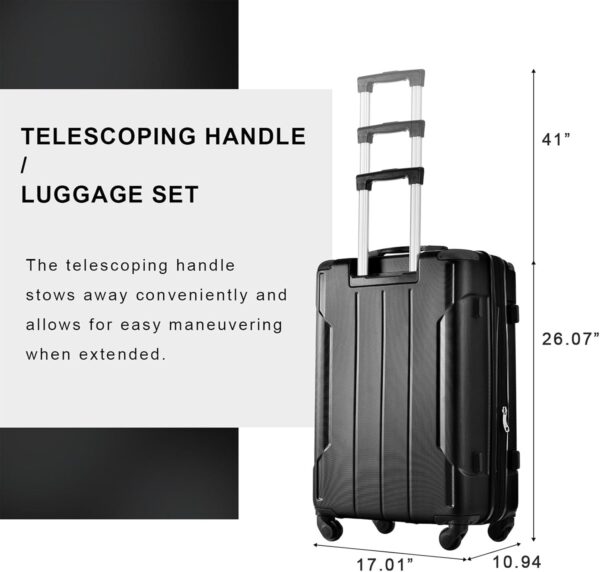 Merax Luggage Set 3 Piece Suitcase Set Expandable Lightweight Spinner Suitcase with Corner Guards(Black) - Image 5