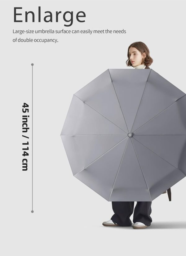 Rain Cats Large 46/50 Inch Umbrellas for rain Strong10 Ribs Fiberglass Umbrella Windproof Wabig Compact Automatic portable Folding Travel Thick Fabric Wood handle - Image 4