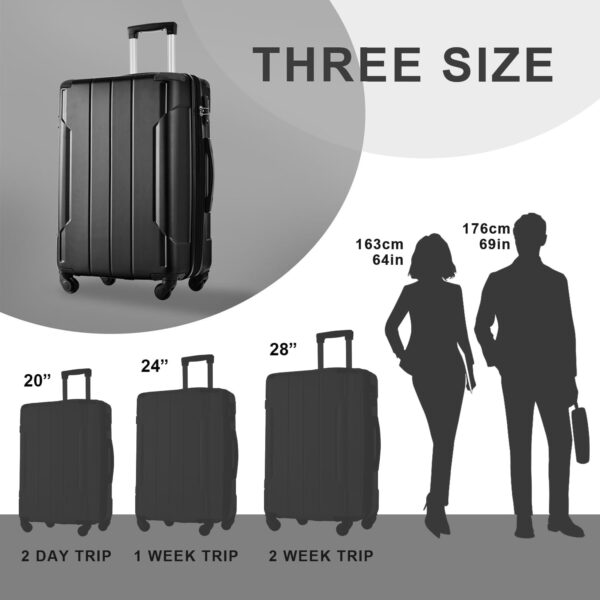 Merax Luggage Set 3 Piece Suitcase Set Expandable Lightweight Spinner Suitcase with Corner Guards(Black) - Image 7