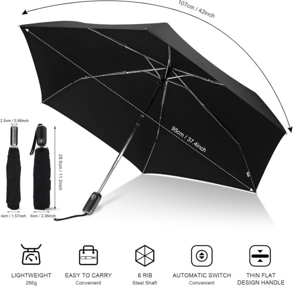 LEAGERA Compact Travel Umbrella for Purse - Flat Handle, Waterproof for Light Rain - Image 6