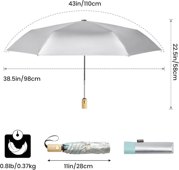 G4Free UPF 50+ UV Protection Travel Sun Umbrella Compact 42 Inch Small UV Blocking SPF Umbrella Auto Open Close - Image 5