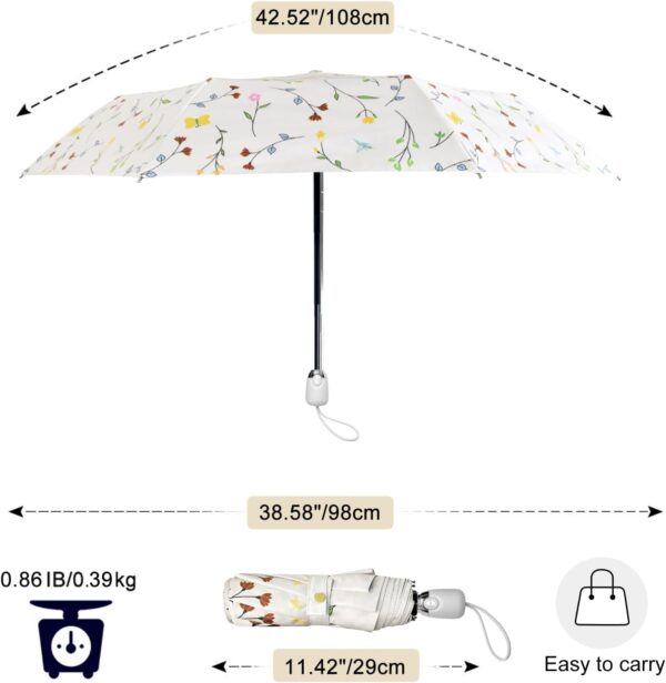 Cuby UV Sun Umbrella Compact Folding Travel Umbrella Auto Open and Close for Windproof, Rainproof & 99.9% UV Protection Parasol with Black Anti-UV Coating - Image 7