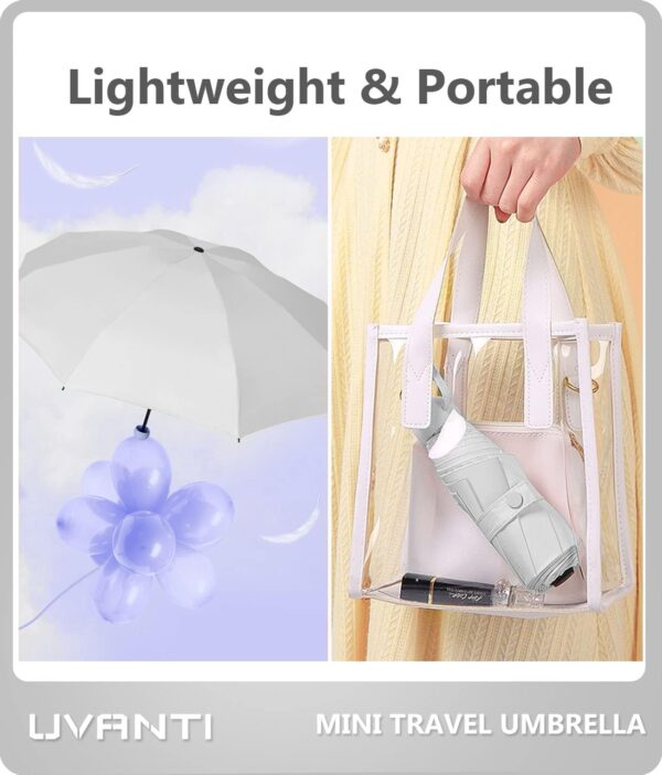 Mini Travel Umbrella with Case – Lightweight Sun & Rain Parasol, Compact Pocket Size for Backpack or Purse, UV Protection for Kids, Girls, Boys, and Women – Small Folding Travel Essential - Image 3