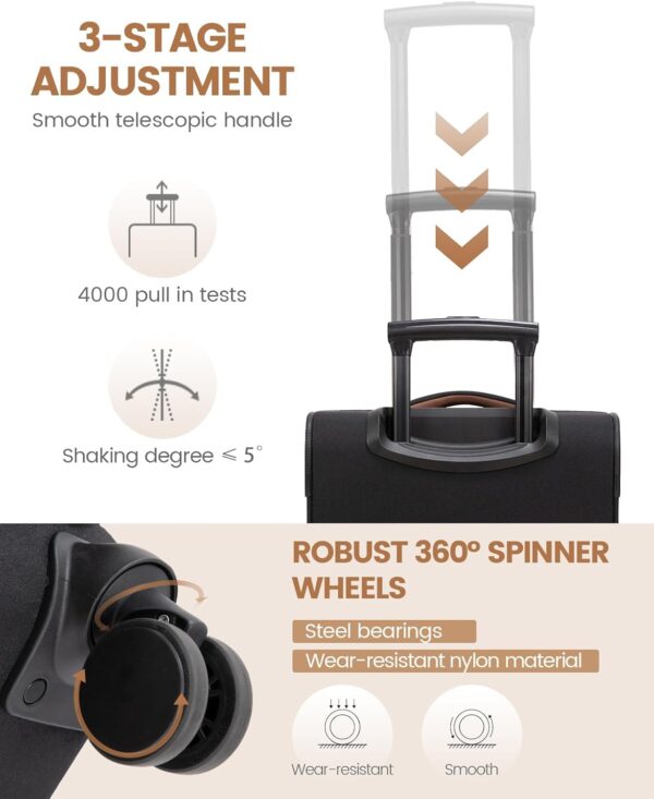 LOVEVOOK Carry on Luggage for Women and Men, Softside Suitcases with Daul Wheels - Image 3