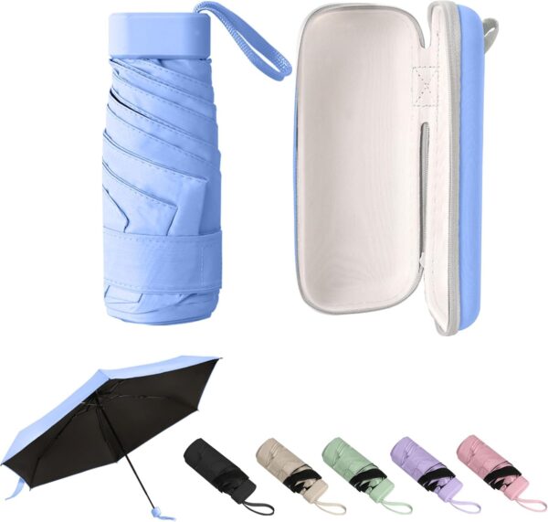GUARAY Mini Umbrella with Case – Lightweight Folding Compact Travel Accessory, Small Sun Umbrella UV Protection for Girls, Kids & Adults, Fits in Purse Pocket Backpack