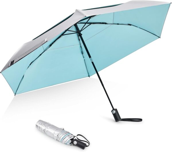 G4Free Travel Umbrella Ultralight UPF 50+ UV Protection Compact Sun Umbrella, Double Canopy Super Slim Small Portable Automatic Anti-bounce Close