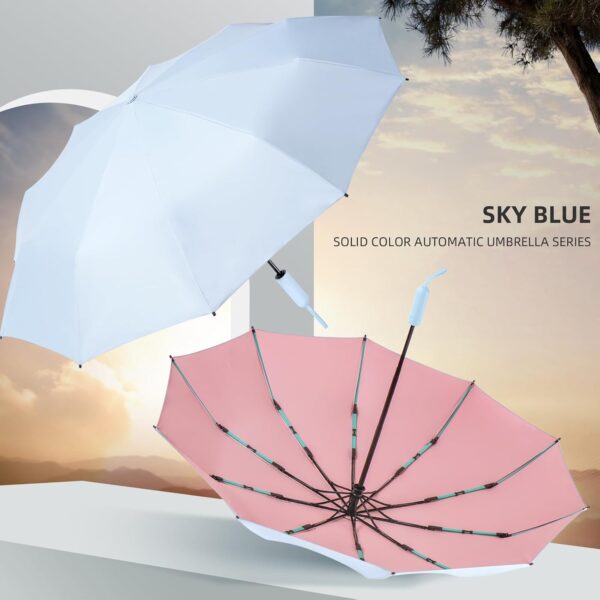 Folding Umbrella Anti-UV Compact Durable Folding Umbrella Auto Open Close Windproof Travel Umbrella Premium Grip Fits Backpack - Image 2