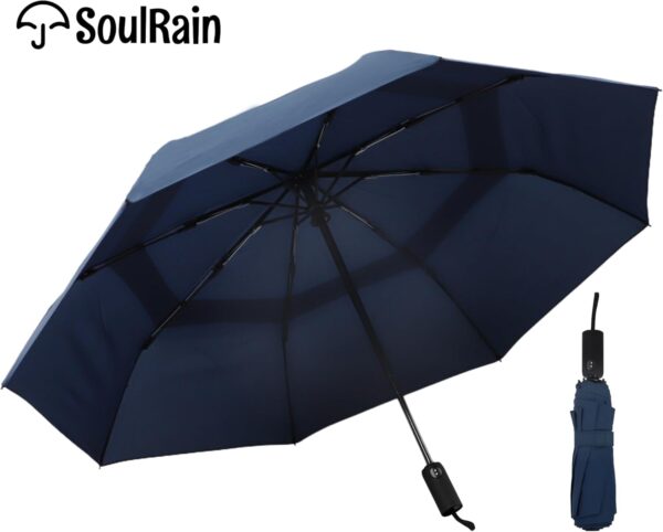 SoulRain Travel Umbrella - Windproof and Compact Umbrella for Rain - Perfect Large Auto Folding Umbrella - Ideal Car umbrella, Golf umbrella, and Travel Companion - Image 2