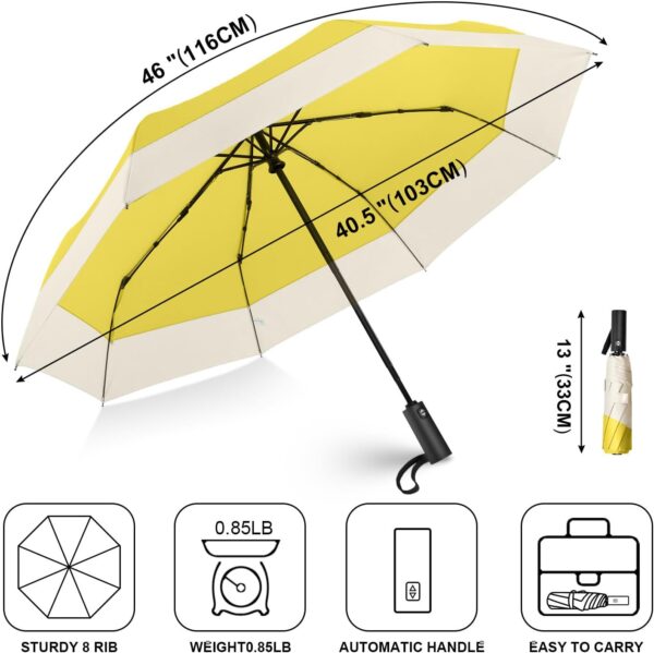 LEAGERA Compact Small Travel Umbrella - Arc 46 Inch, Automatic Umbrella Folding Beautiful Umbrella, Portable & Lightweight Umbrella's for Rain&Sun, Perfect Women Themed Gifts Umbrella - Image 6