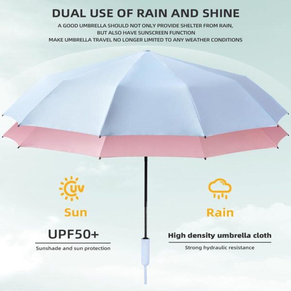 Folding Umbrella Anti-UV Compact Durable Folding Umbrella Auto Open Close Windproof Travel Umbrella Premium Grip Fits Backpack - Image 3