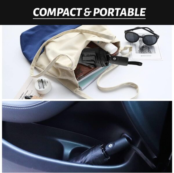 LLanxiry Umbrella Windproof Travel Umbrellas for Rain Black Folding Umbrellas 10 RIBS Automatic Strong Portable Wind Resistant Backpack Umbrella for Men and Women - Image 5