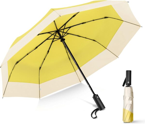 LEAGERA Compact Small Travel Umbrella - Arc 46 Inch, Automatic Umbrella Folding Beautiful Umbrella, Portable & Lightweight Umbrella's for Rain&Sun, Perfect Women Themed Gifts Umbrella